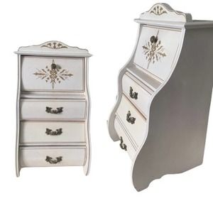 Musical White Wooden Jewelry Box // Mid Century London Leather Japan